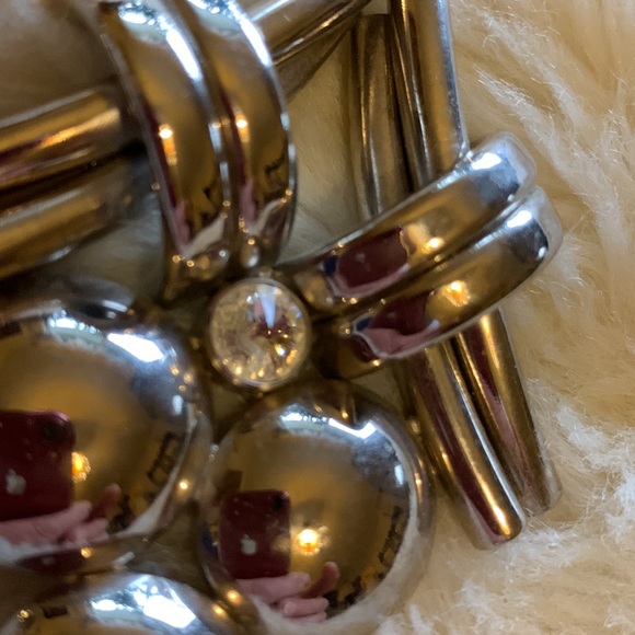 Vintage 80s silver tone and crystal jewel big flashy statement earrings - Picture 4 of 7